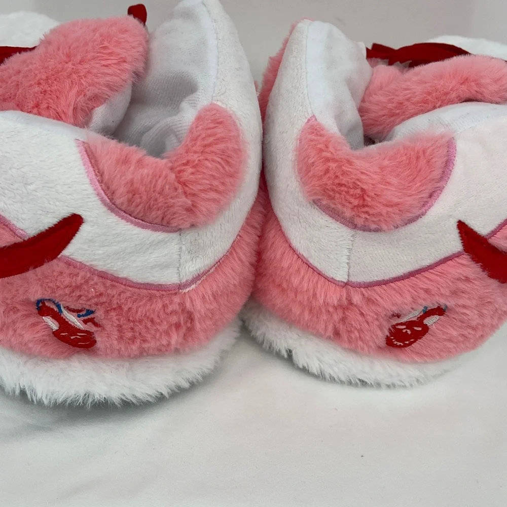 WOMENS SIZE 36-46 Pink & White Plush Sneaker Slippers - Soft Cozy Footwear